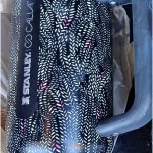 Stanley Black and Pink Leaf Design Tumbler